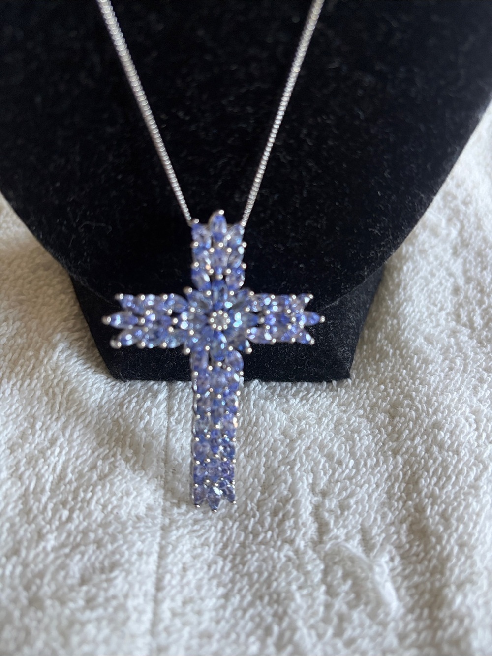 Lavender Crystal Cross Pendant Necklace - Women Jewelry